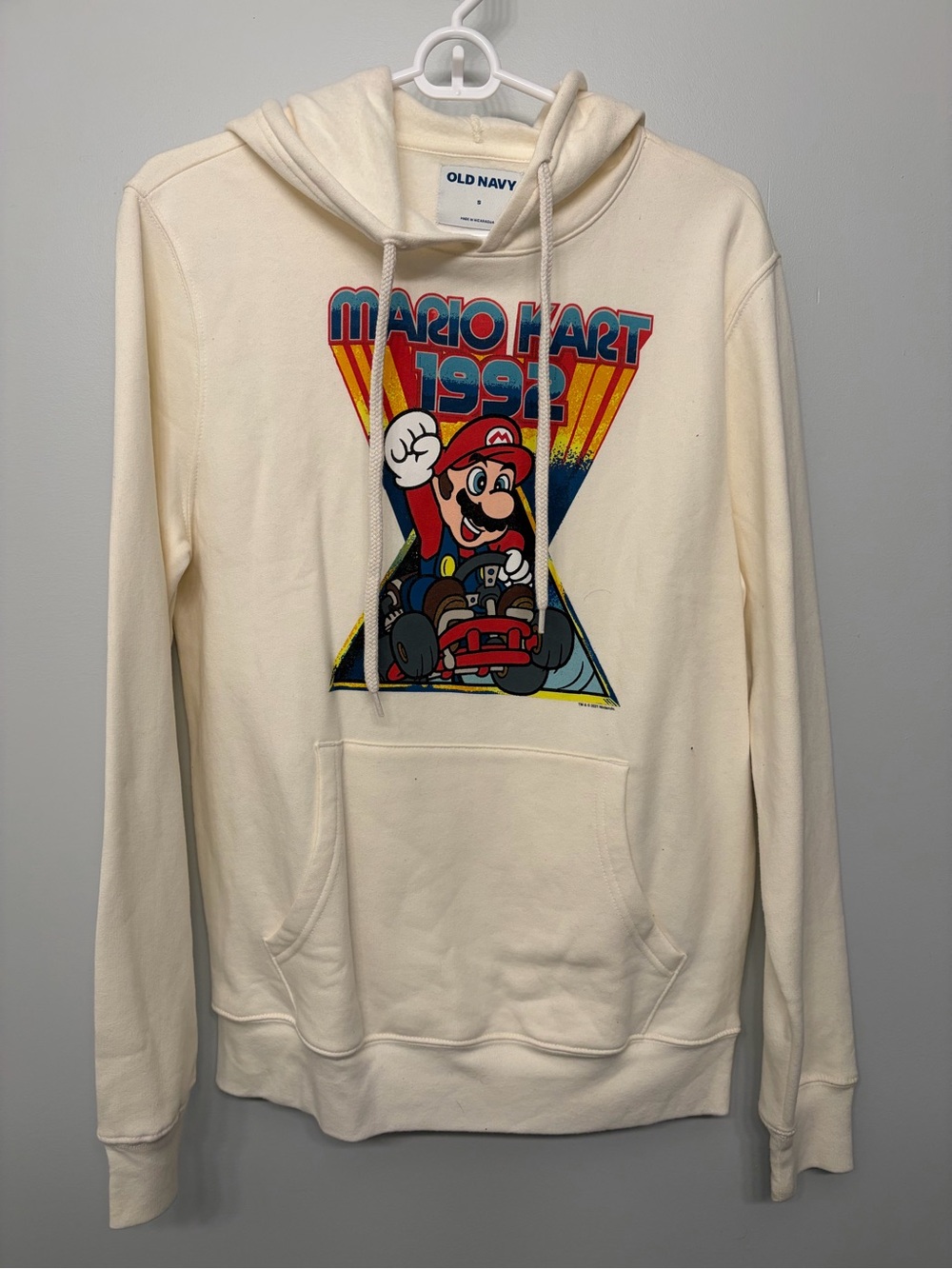 Old Navy Cream 'Mario Kart 1992' Graphic Hoodie